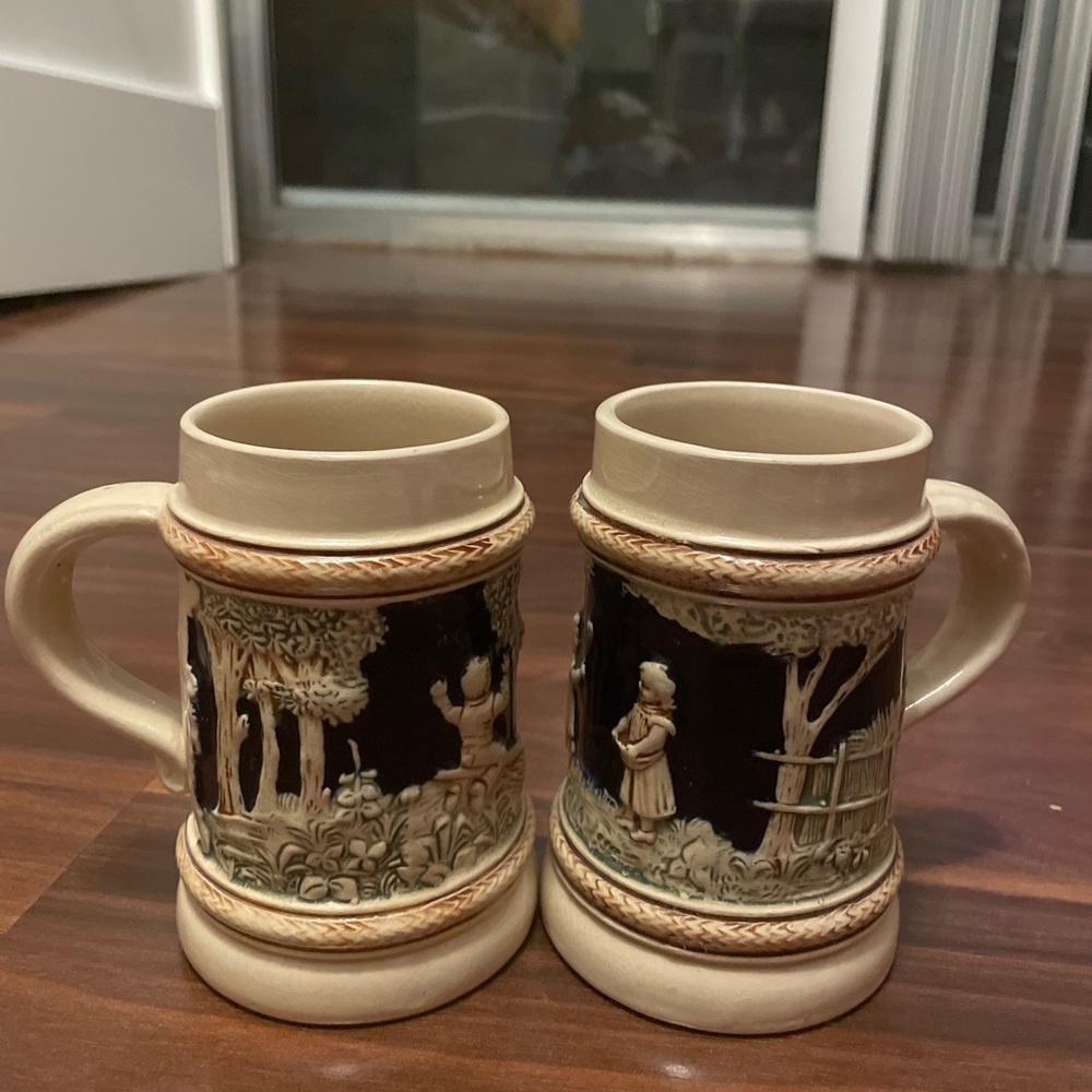 SMALL BEER STEIN MUGS MADE IN GERMANY set of 2